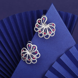 White Peacock Earrings